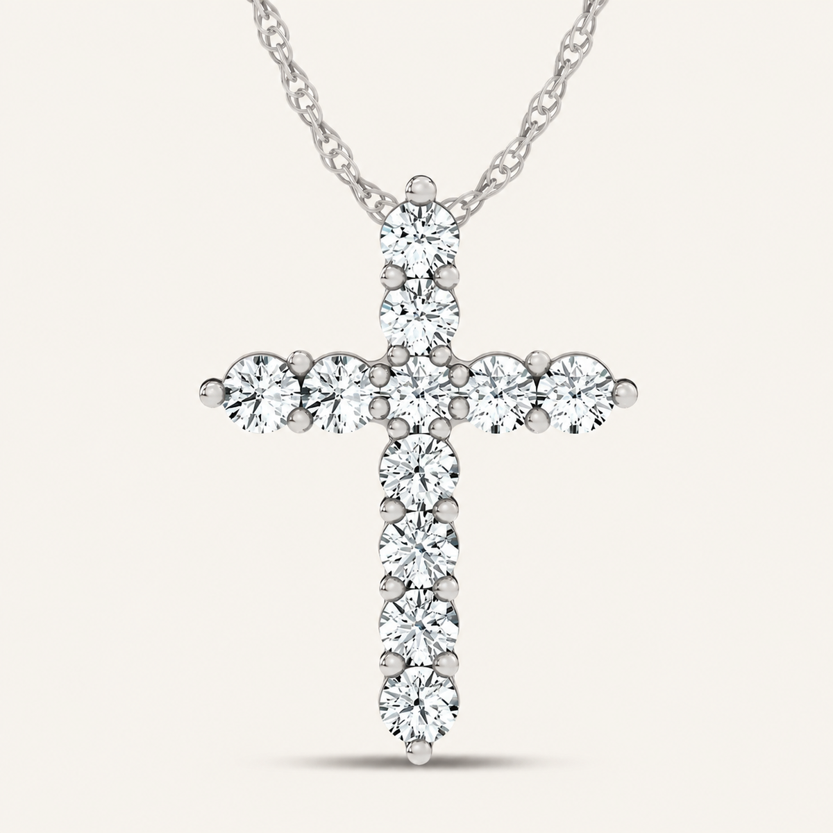 1.00CT Round Cut Certified Lab Grown Diamond Cross Pendant