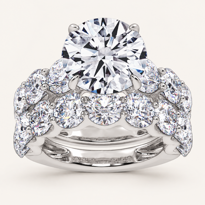 10.00CT Round Cut Lab grown Diamond Bridal Set Ring