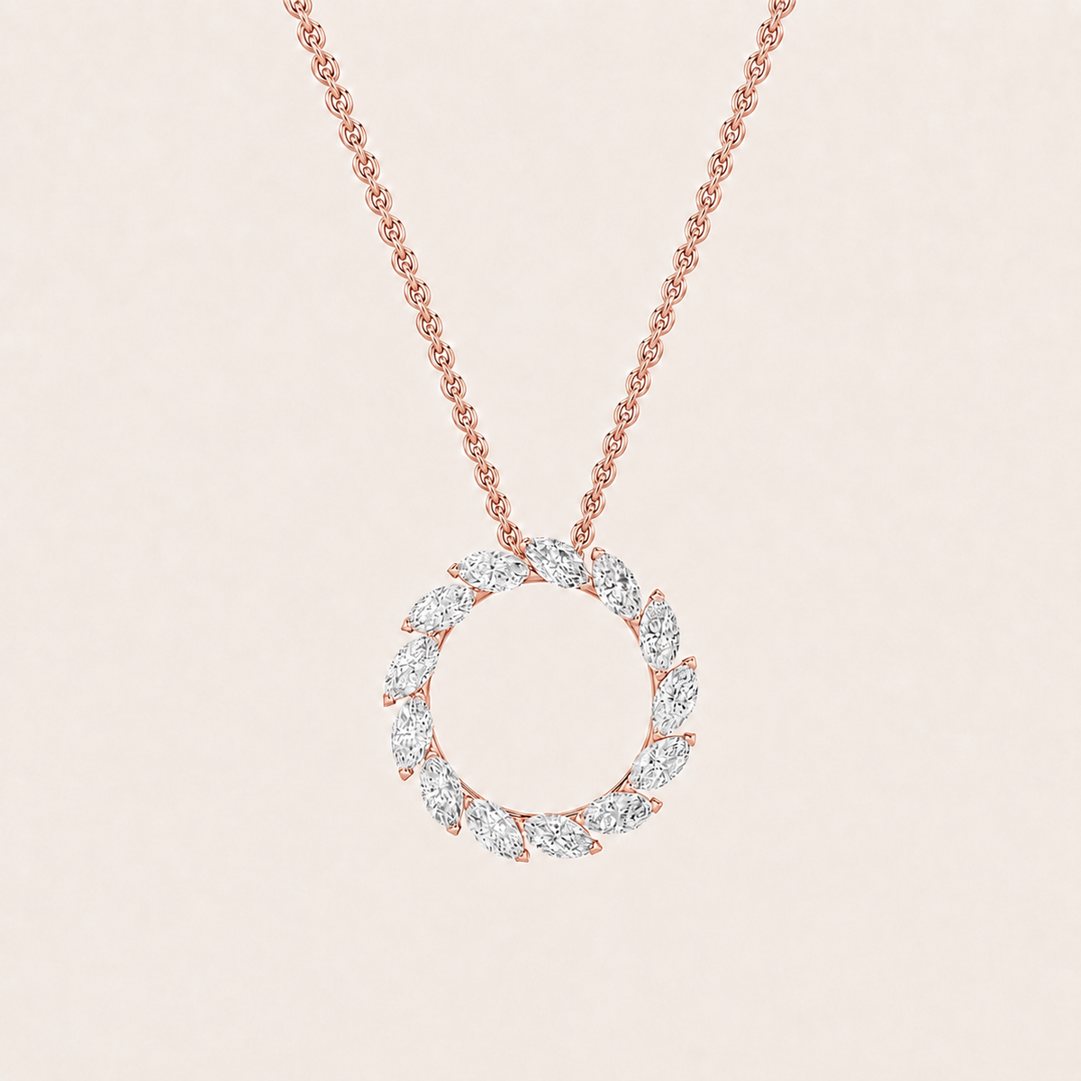 2CT Marquise Cut Lab Grown Diamond Circle Pendant Necklace