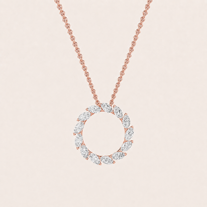 2CT Marquise Cut Lab Grown Diamond Circle Pendant Necklace