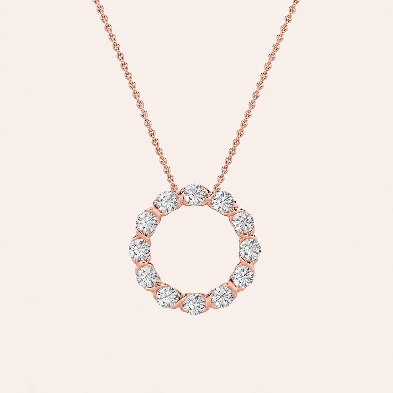 2CT Round Cut Lab Grown Diamond Circle Pendant Necklace