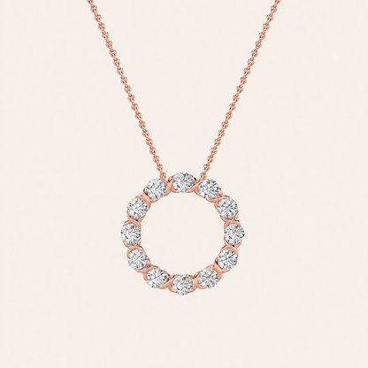 2CT Round Cut Lab Grown Diamond Circle Pendant Necklace