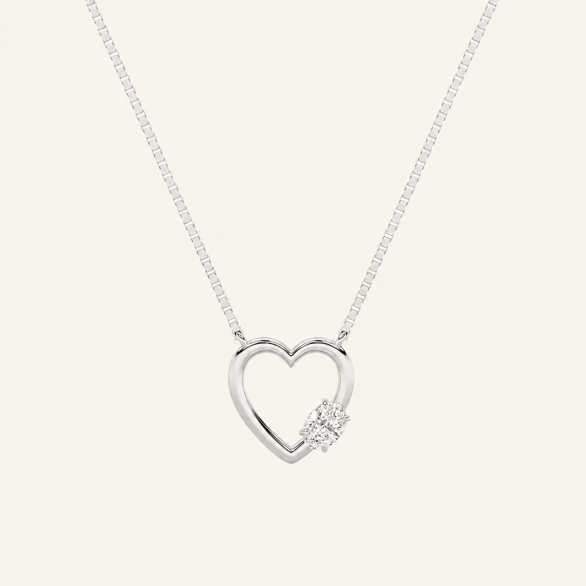 0.5CT Oval Cut Lab Grown Diamond Heart Shaped Pendant Necklace