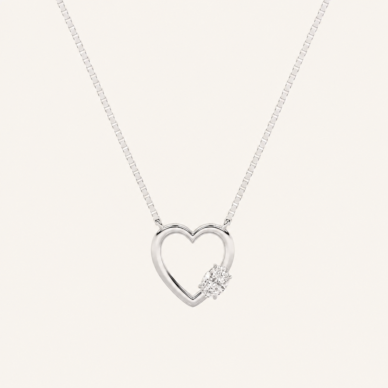 0.5CT Oval Cut Lab Grown Diamond Heart Shaped Pendant Necklace