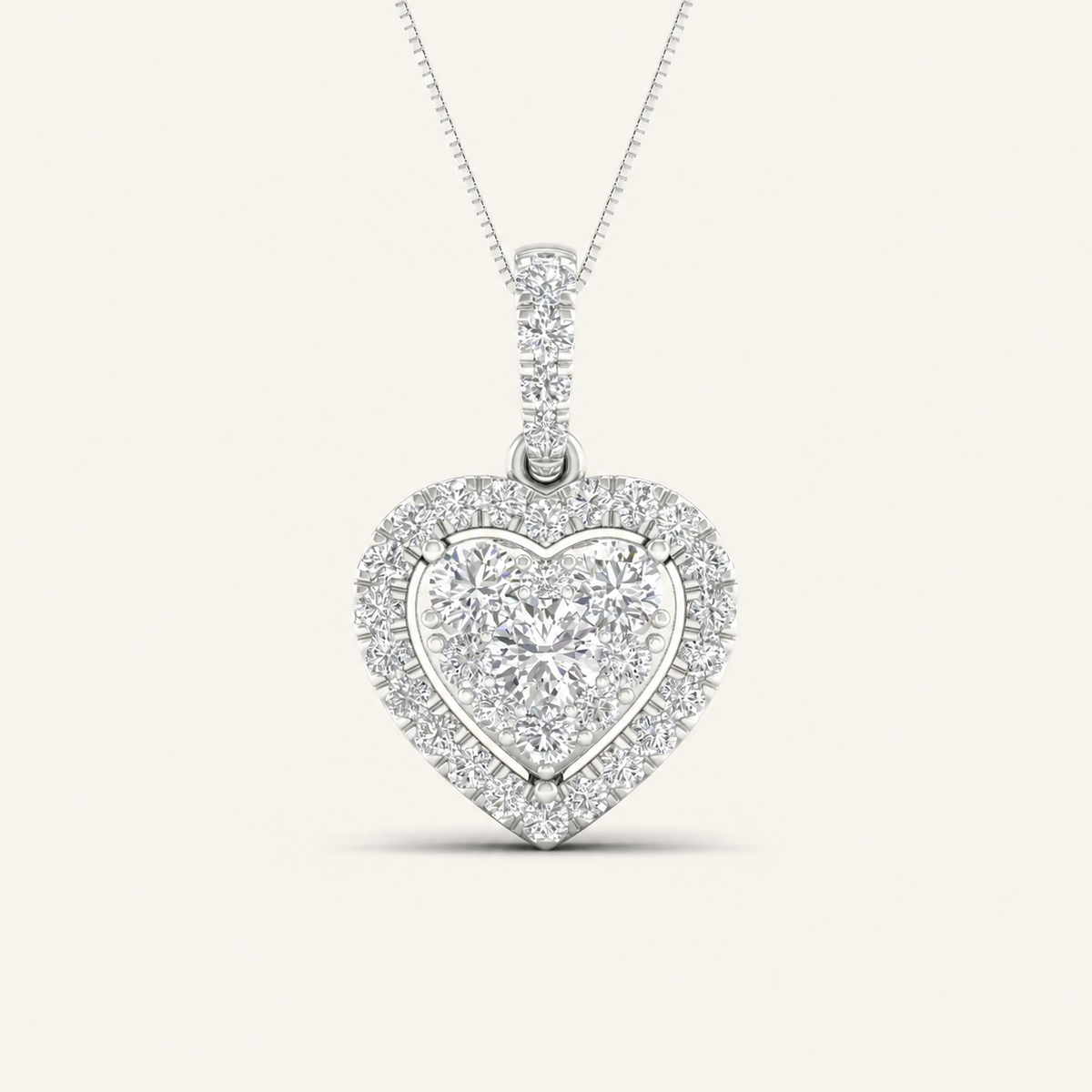0.50CT Round Cut Lab Grown Diamond Heart Pendant Necklace