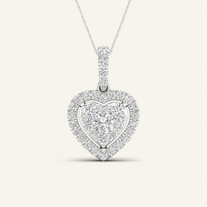 0.50CT Round Cut Lab Grown Diamond Heart Pendant Necklace