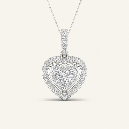 0.50CT Round Cut Lab Grown Diamond Heart Pendant Necklace