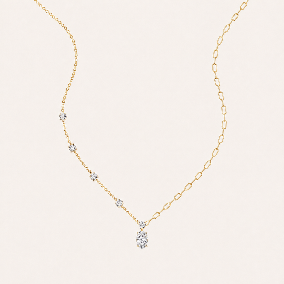 3.5CT Oval Cut Lab Grown Diamond Necklace