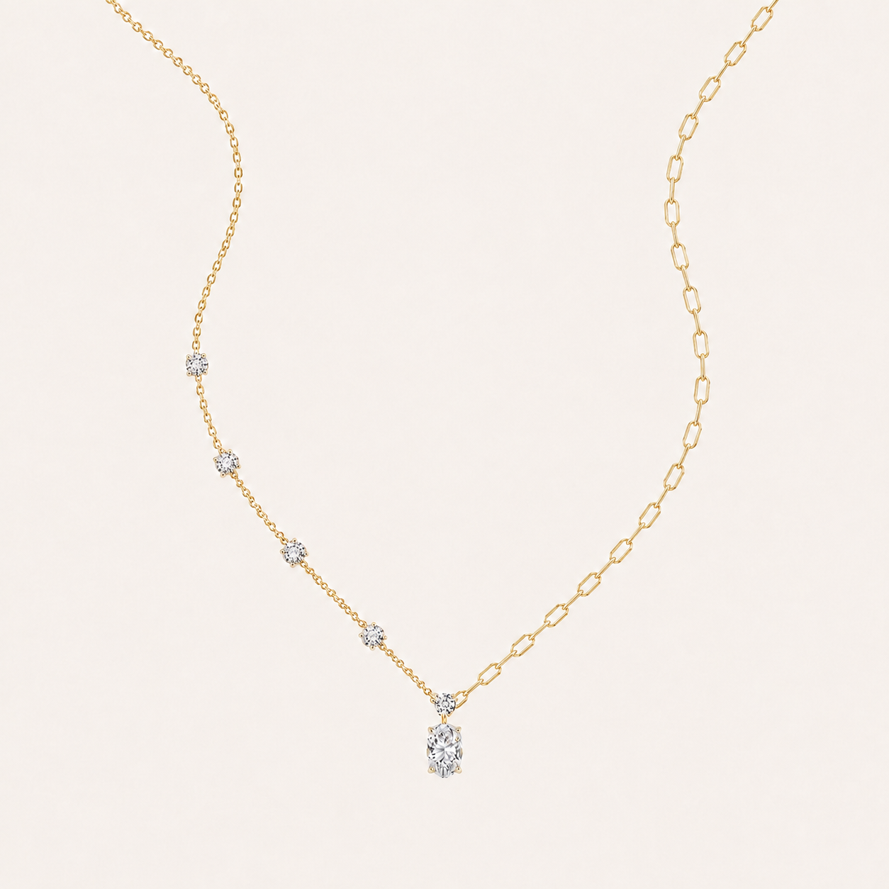 3.5CT Oval Cut Lab Grown Diamond Necklace