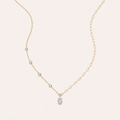 3.5CT Oval Cut Lab Grown Diamond Necklace