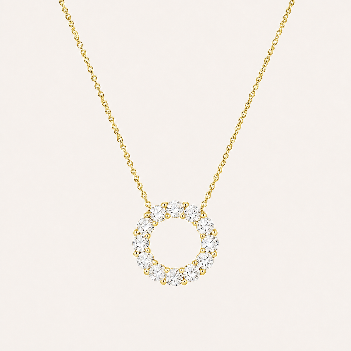 2CT Round Cut Lab Grown Diamond Circle Pendant Necklace