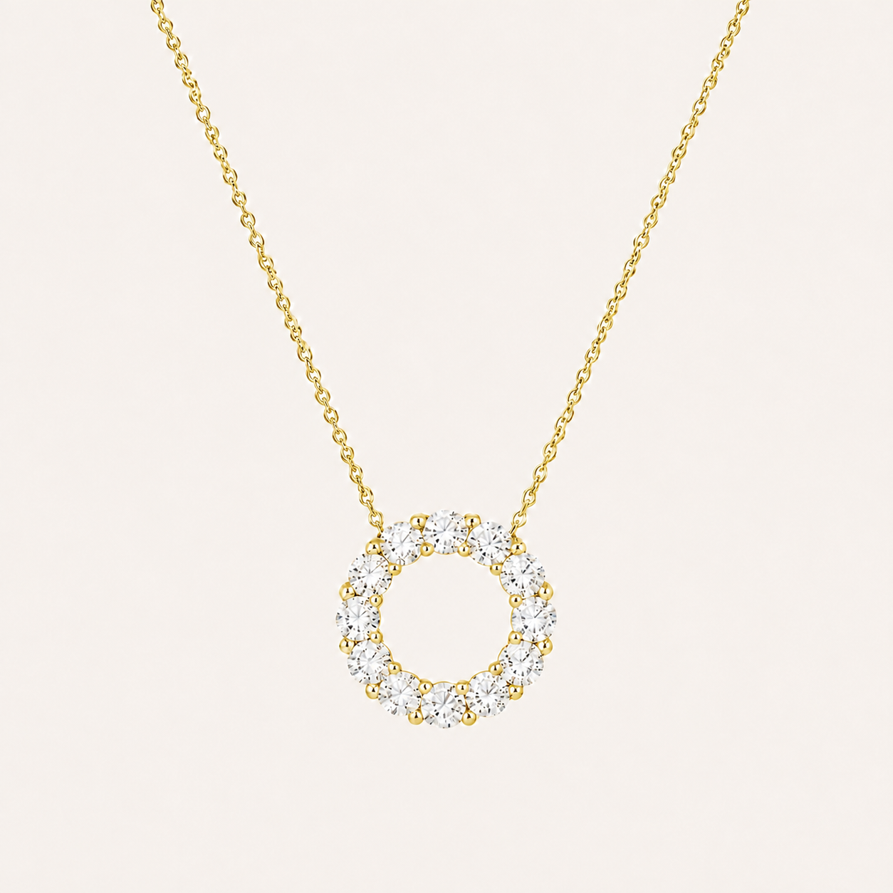 2CT Round Cut Lab Grown Diamond Circle Pendant Necklace