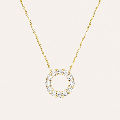 2CT Round Cut Lab Grown Diamond Circle Pendant Necklace