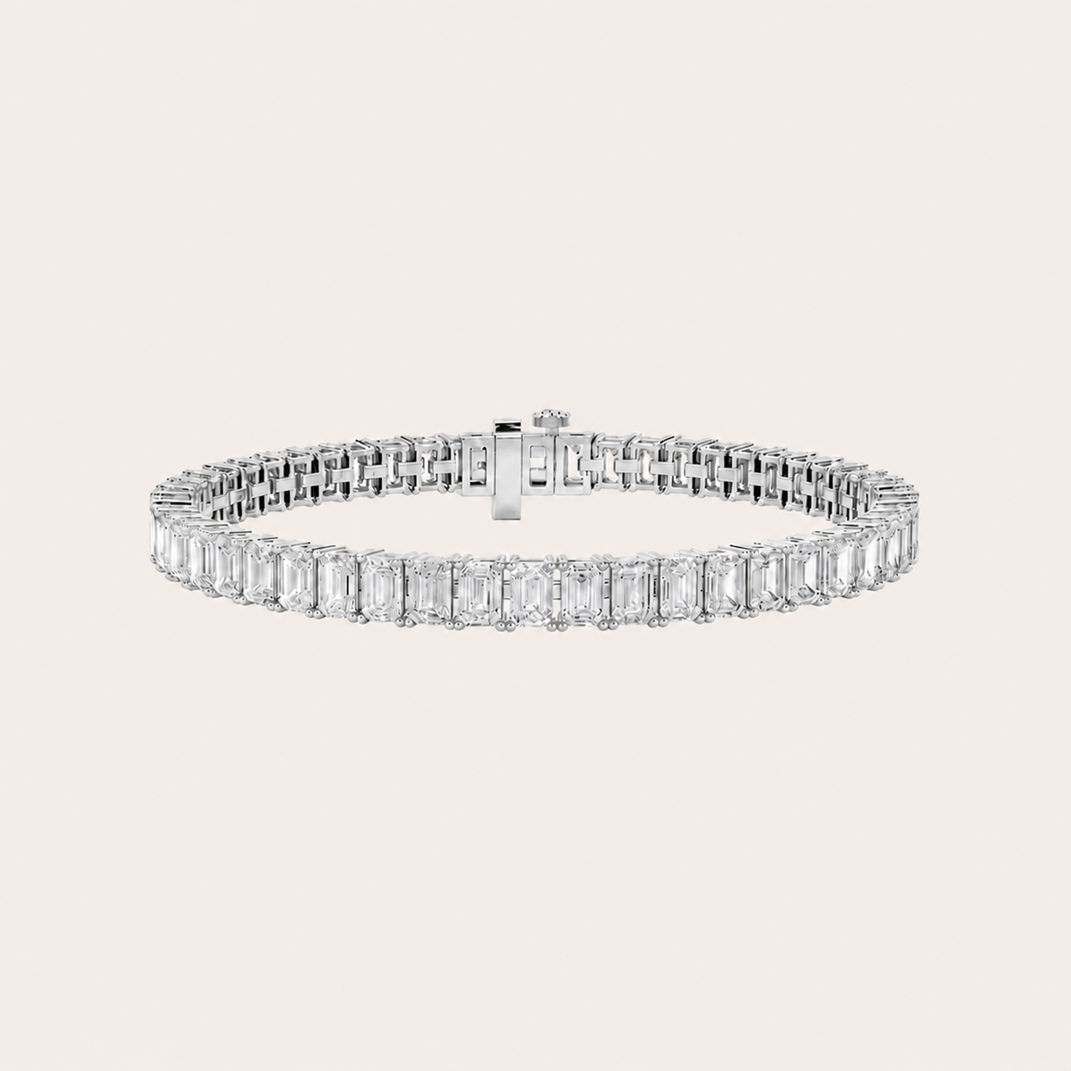 10CT Emerald Cut Lab Grown Diamond Tennis Bracelet