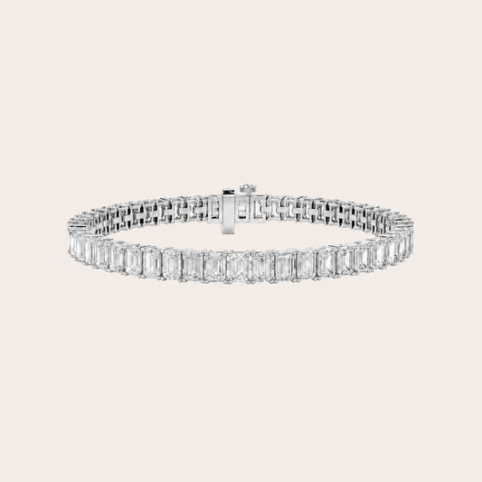 10CT Emerald Cut Lab Grown Diamond Tennis Bracelet