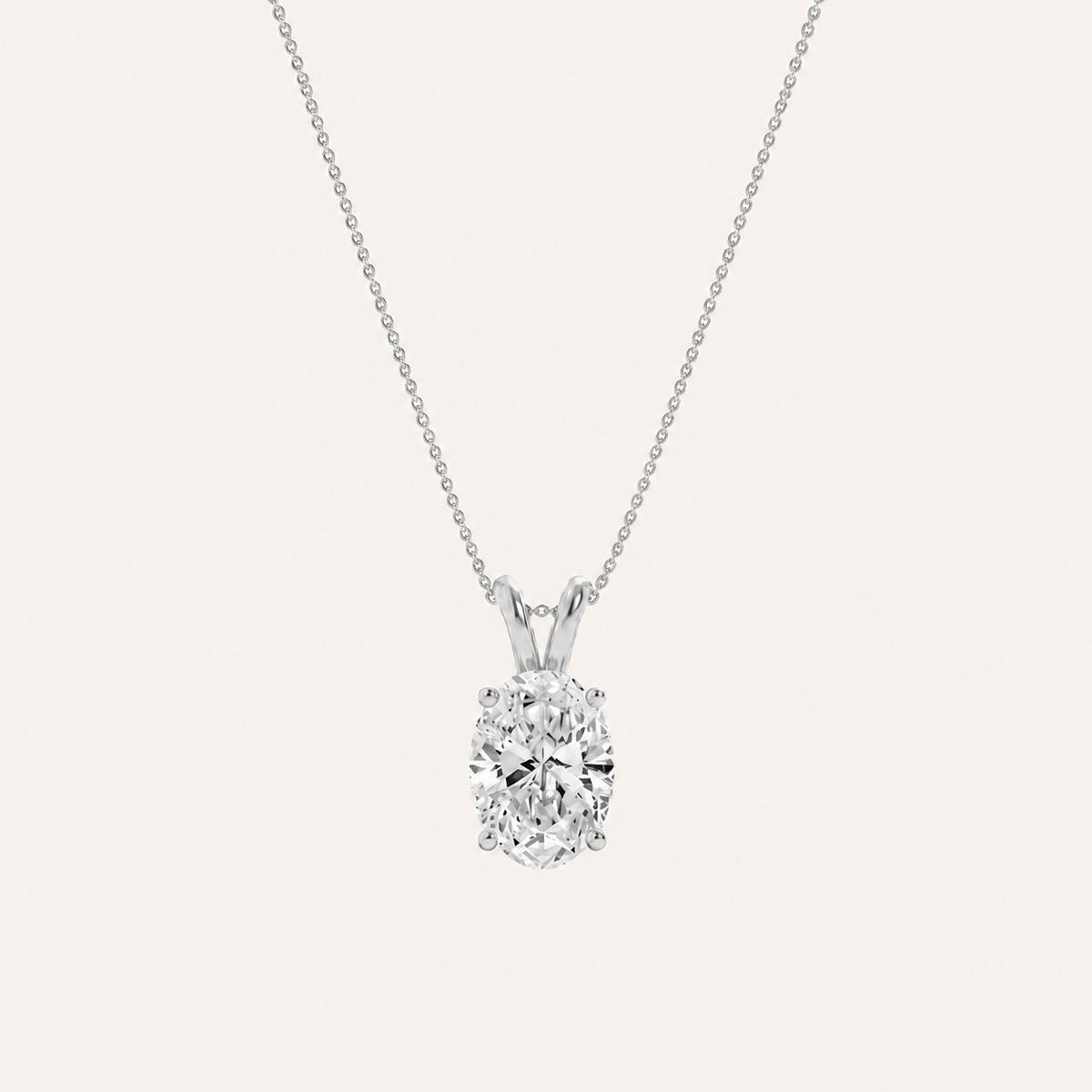 2CT Oval Cut Lab Grown Diamond Split Bale Pendant Necklace