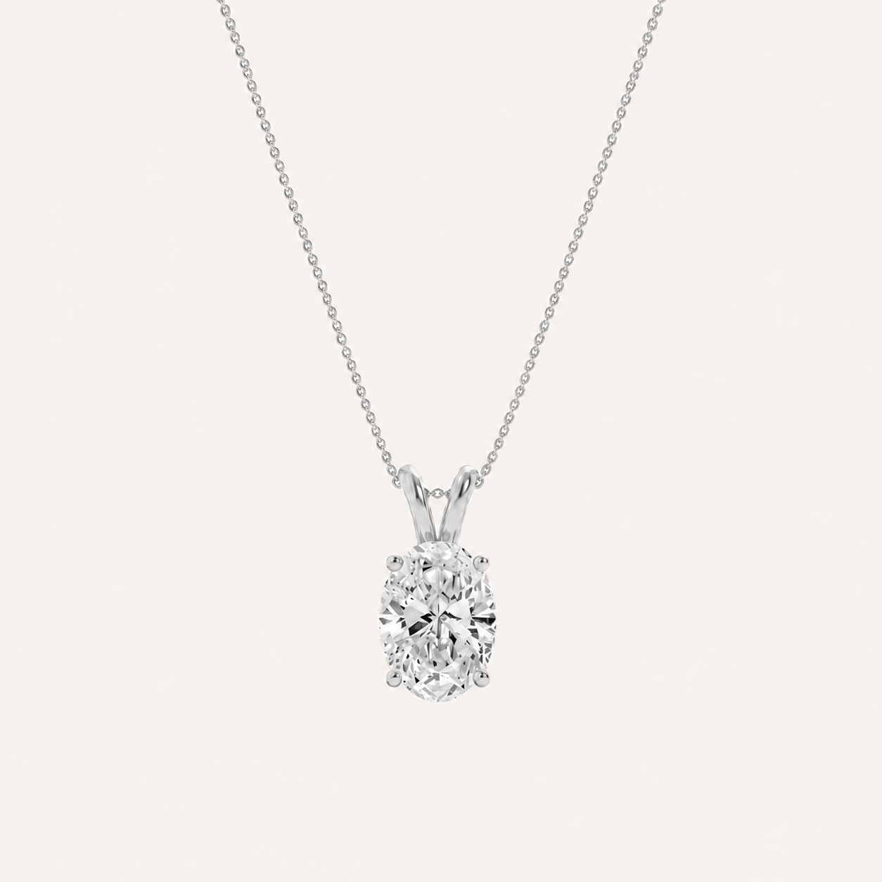 2CT Oval Cut Lab Grown Diamond Split Bale Pendant Necklace