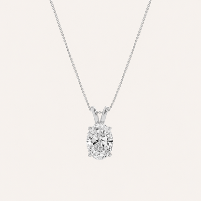 2CT Oval Cut Lab Grown Diamond Split Bale Pendant Necklace
