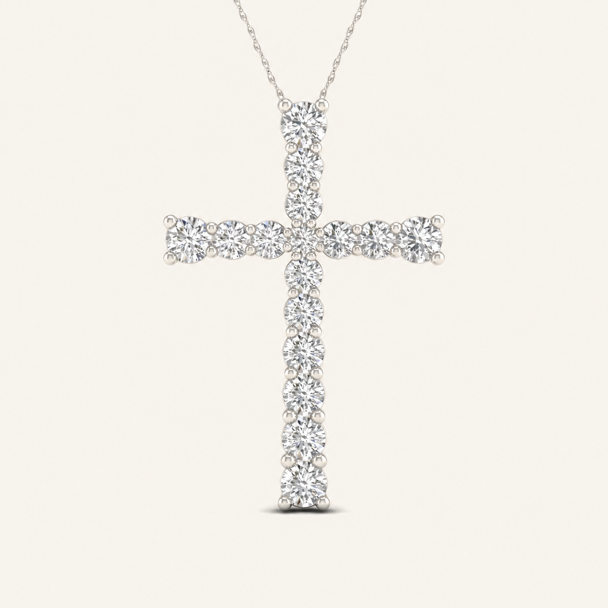 2.00CT Round Cut Lab Grown Diamond Cross Pendant Necklace