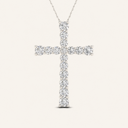 2.00CT Round Cut Lab Grown Diamond Cross Pendant Necklace