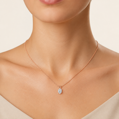 2CT Oval Cut Lab Grown Diamond Split Bale Pendant Necklace