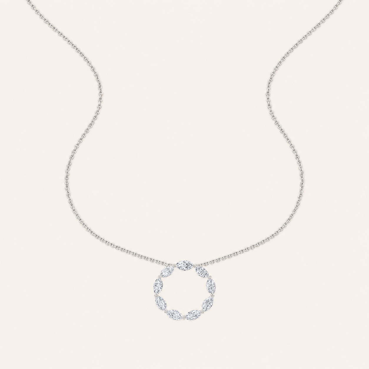 2CT Marquise Cut Lab Grown Diamond Circle Pendant Necklace