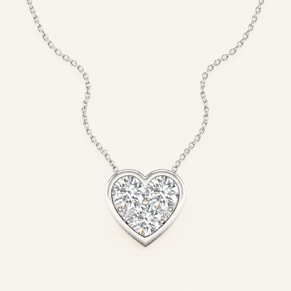 0.50CT Round Cut Lab Grown Diamond Heart Pendant Necklace
