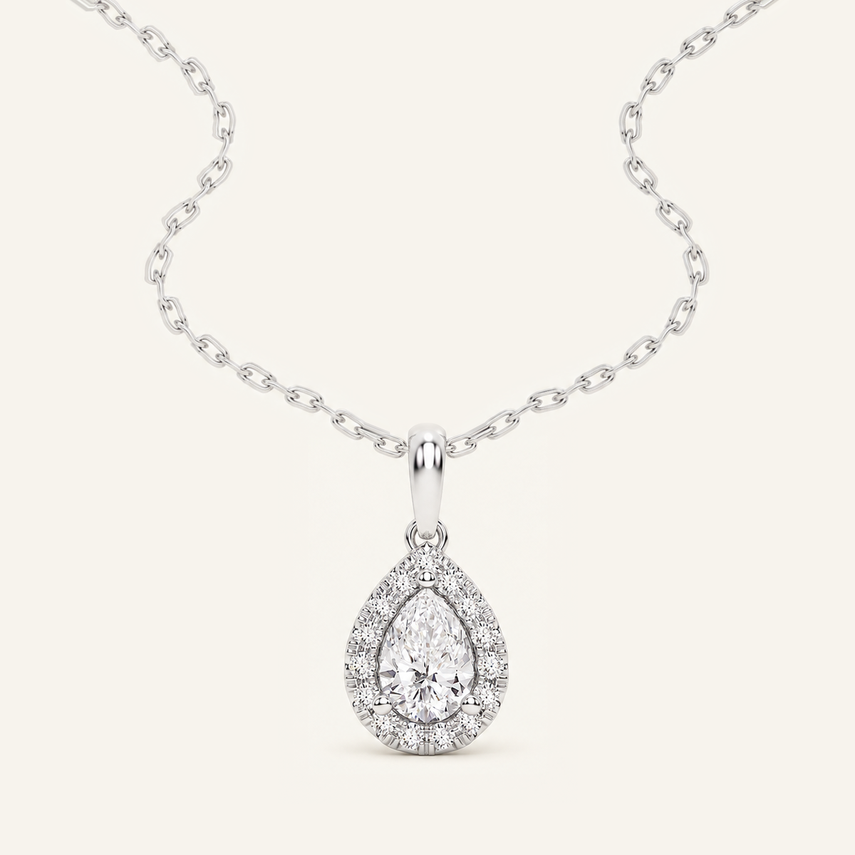 0.62CT Pear Cut Lab Grown Diamond Pendant Necklace