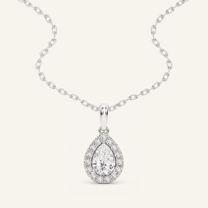 0.62CT Pear Cut Lab Grown Diamond Pendant Necklace