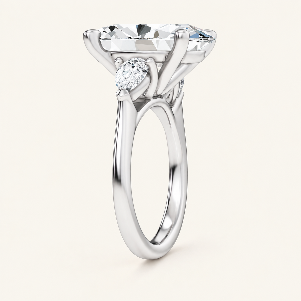 7.80CT Oval Cut Lab Grown Diamond Three Stone Ring