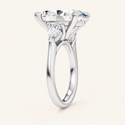 7.80CT Oval Cut Lab Grown Diamond Three Stone Ring
