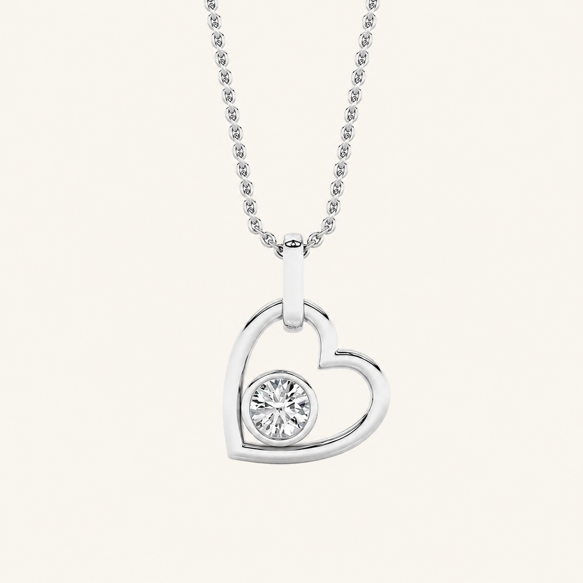 0.33CT Round Cut Lab Grown Diamond Pendant Heart Necklace