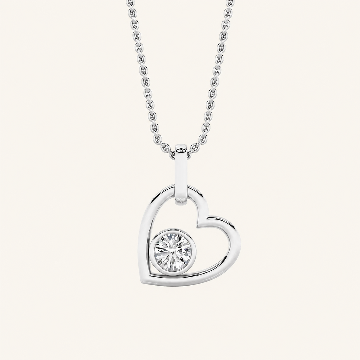0.33CT Round Cut Lab Grown Diamond Pendant Heart Necklace