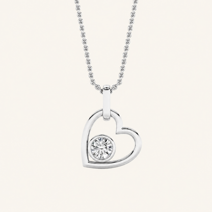 0.33CT Round Cut Lab Grown Diamond Pendant Heart Necklace