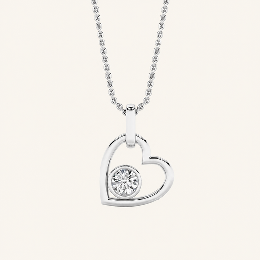0.33CT Round Cut Lab Grown Diamond Pendant Heart Necklace