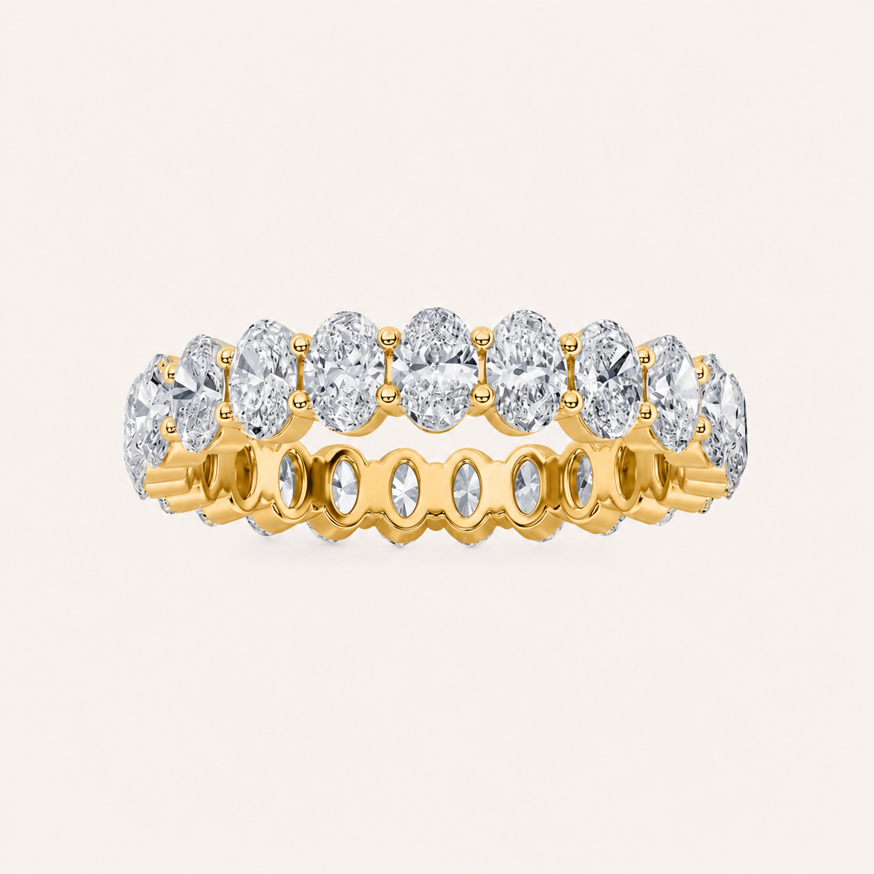 2.65CT Oval Cut Lab Grown Diamond Split Prong Eternity Ring