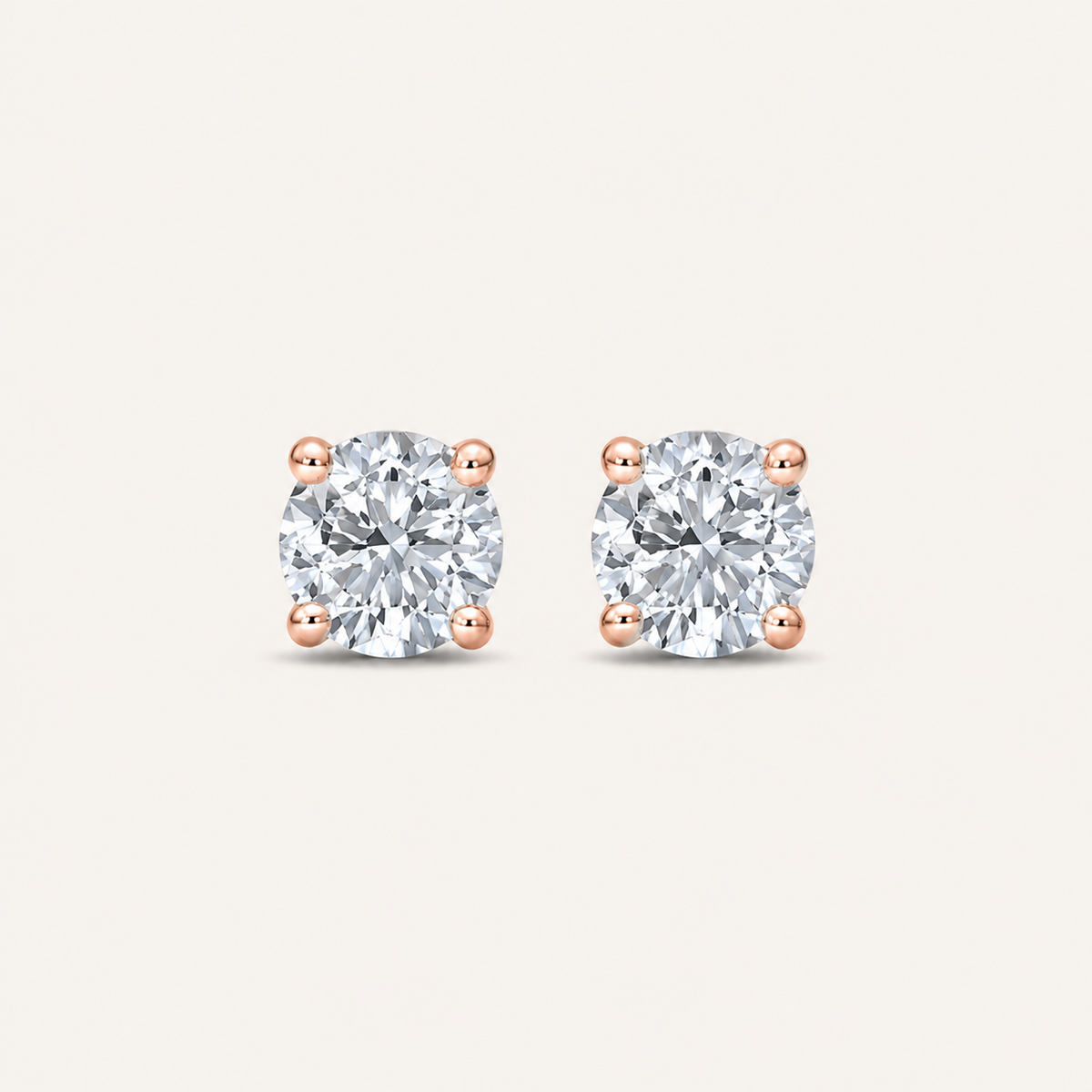 4CT Round Cut Lab Grown Diamond Classic Basket Set Stud Earrings