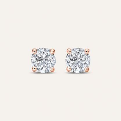 4CT Round Cut Lab Grown Diamond Classic Basket Set Stud Earrings