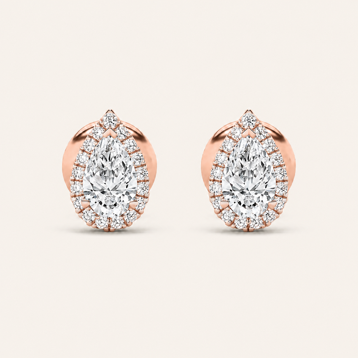 3CT Pear Cut Lab Grown Diamond Halo Stud Earrings