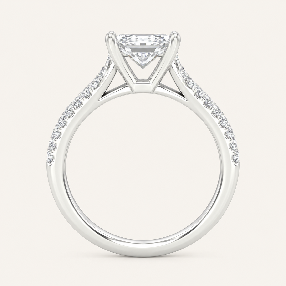 2.25CT Princess Cut Lab Grown Diamond Side Stone Ring