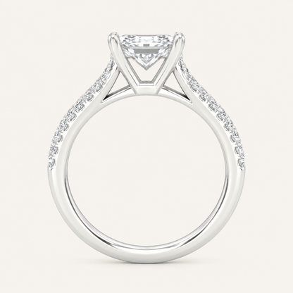 2.25CT Princess Cut Lab Grown Diamond Side Stone Ring