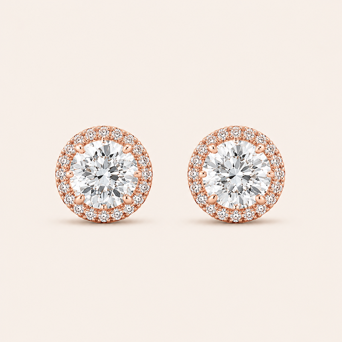 1CT Round Cut Lab Grown Diamond Halo Stud Earrings