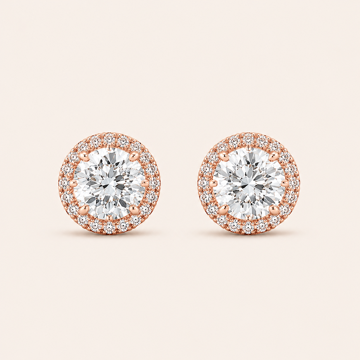1CT Round Cut Lab Grown Diamond Halo Stud Earrings