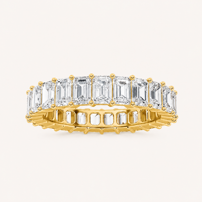 4.4 CT Emerald Cut Lab Grown Diamond Split Prong Eternity Ring