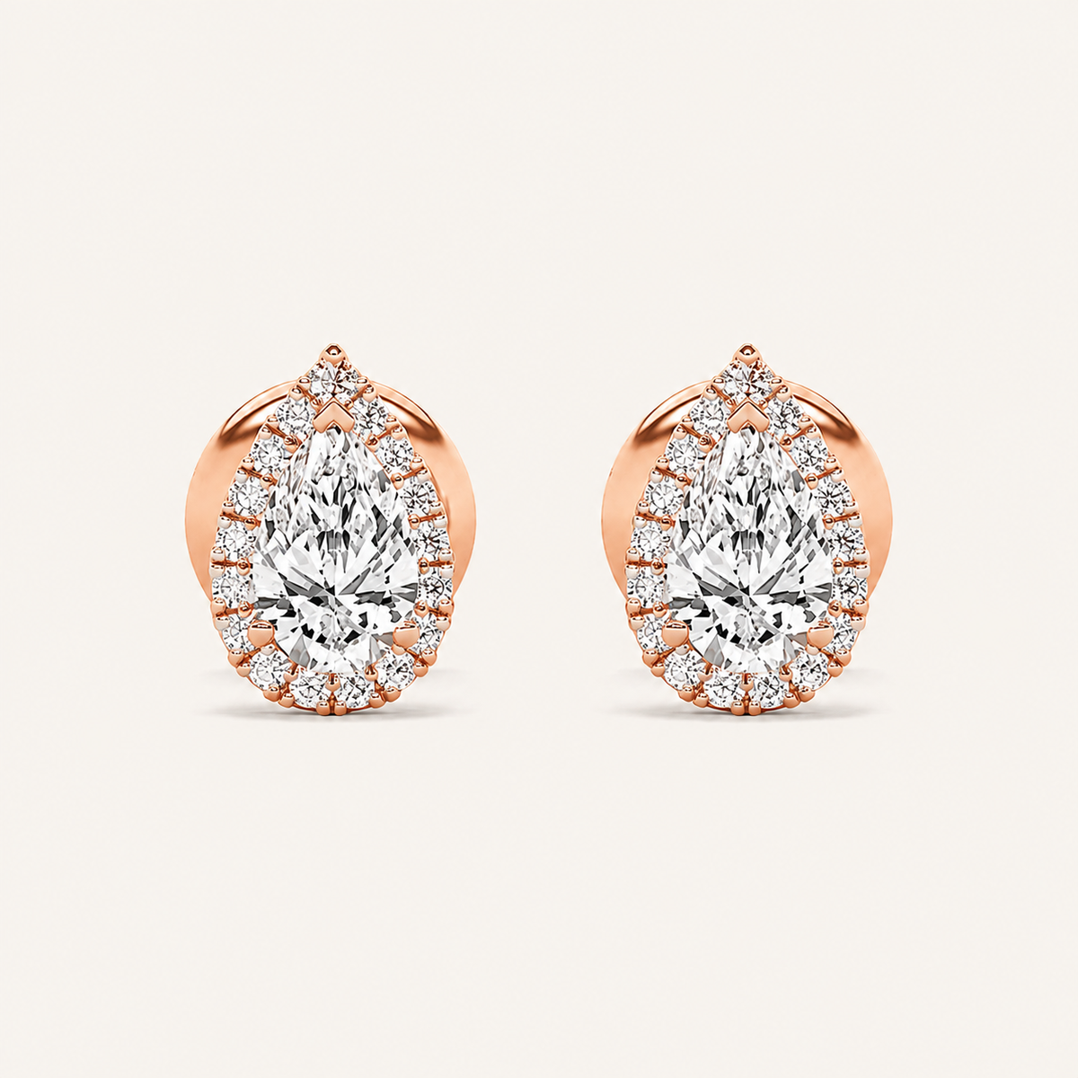 1CT Pear Cut Lab Grown Diamond Halo Stud Earrings