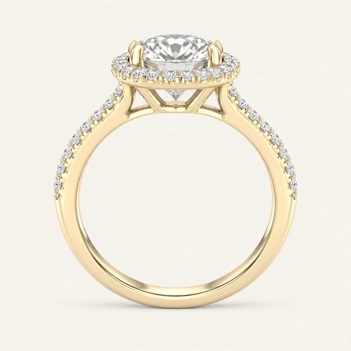 2.25CT Round Cut Lab Grown Diamond Halo Side Stone Ring