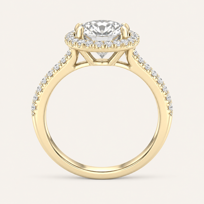 2.25CT Round Cut Lab Grown Diamond Halo Side Stone Ring