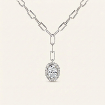 1.5CT OvalCut Lab Grown Diamond Necklace
