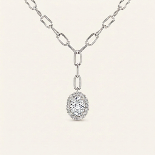 1.5CT OvalCut Lab Grown Diamond Necklace