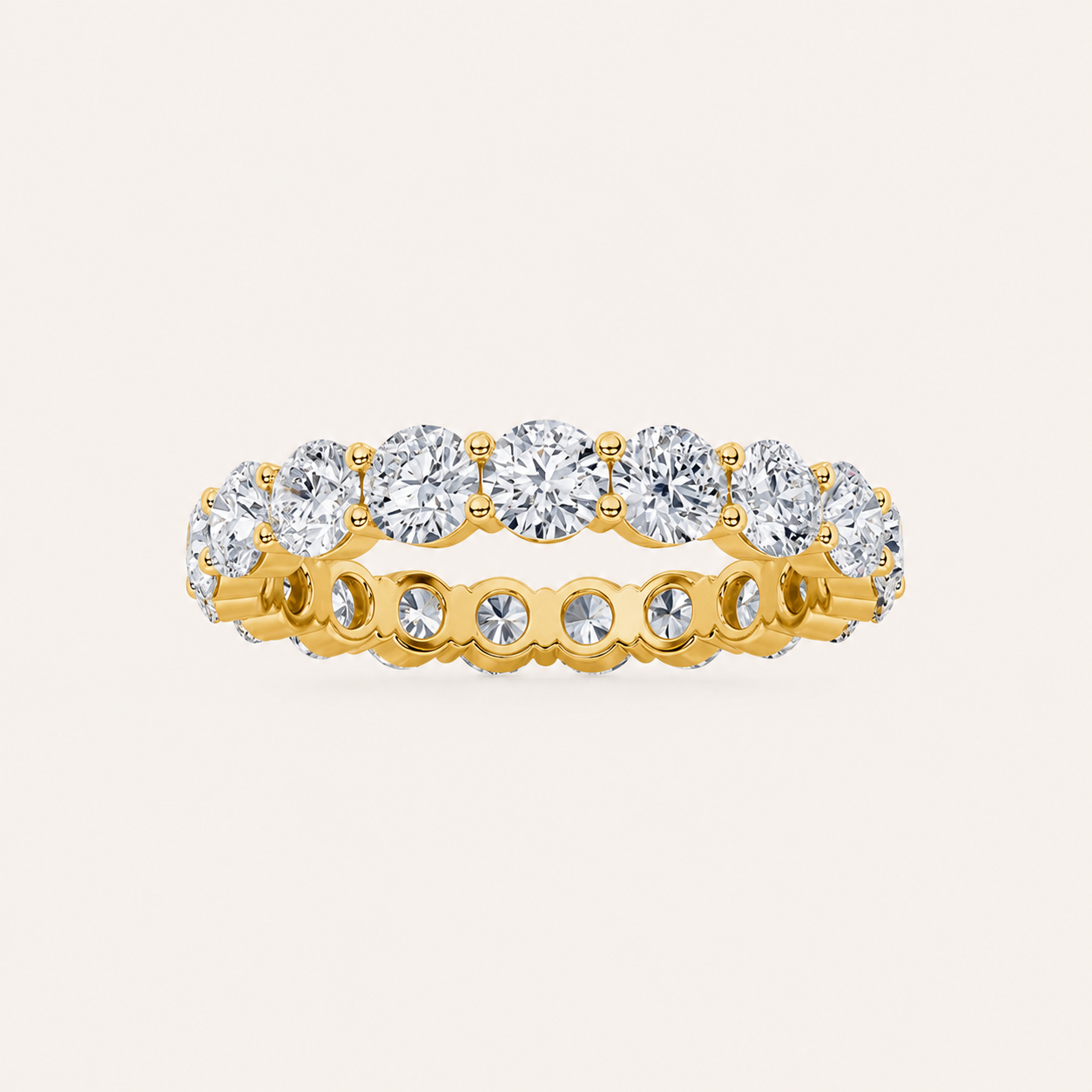 2.15CT Round Cut Lab Grown Diamond Split Prong Eternity Ring